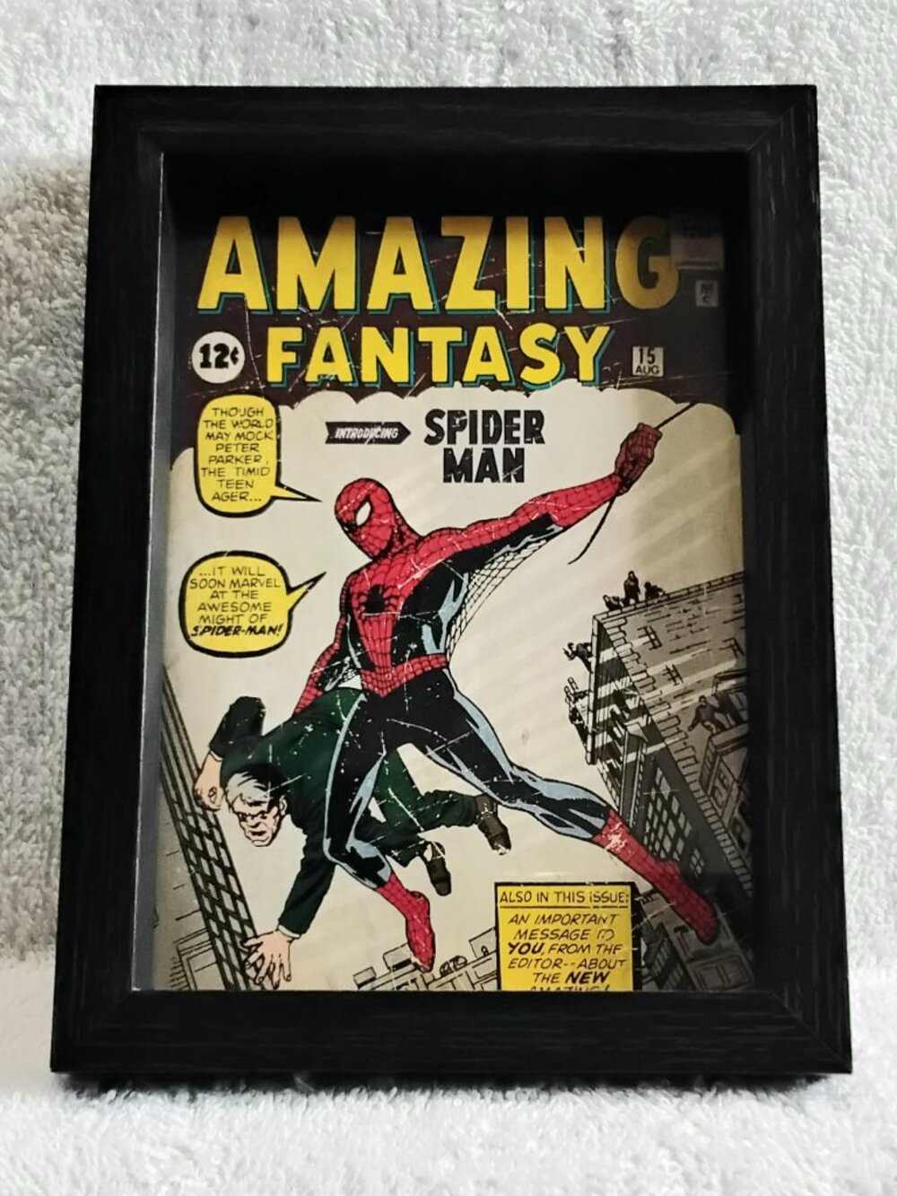 3/$30 5" x 7" Framed Spider-Man Amazing Fantasy Cover (Faux Worn) Custom Pic!!